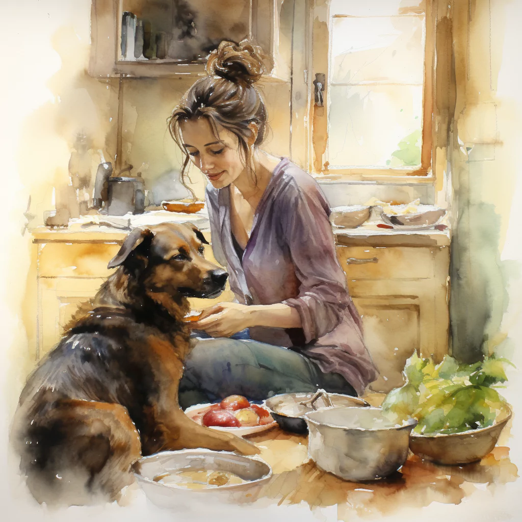 What are Food Allergies in Dogs? 1 a woman giving food to her doga dog eating beef.png