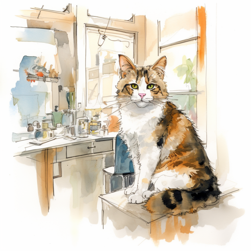 What is Fibrosarcoma in Cats? 2 vadrgvet a cat sitting at the vet clinic loose watercolor sketc cbe7e64d 0aee 4196 aa7d 1ea62e1260e6