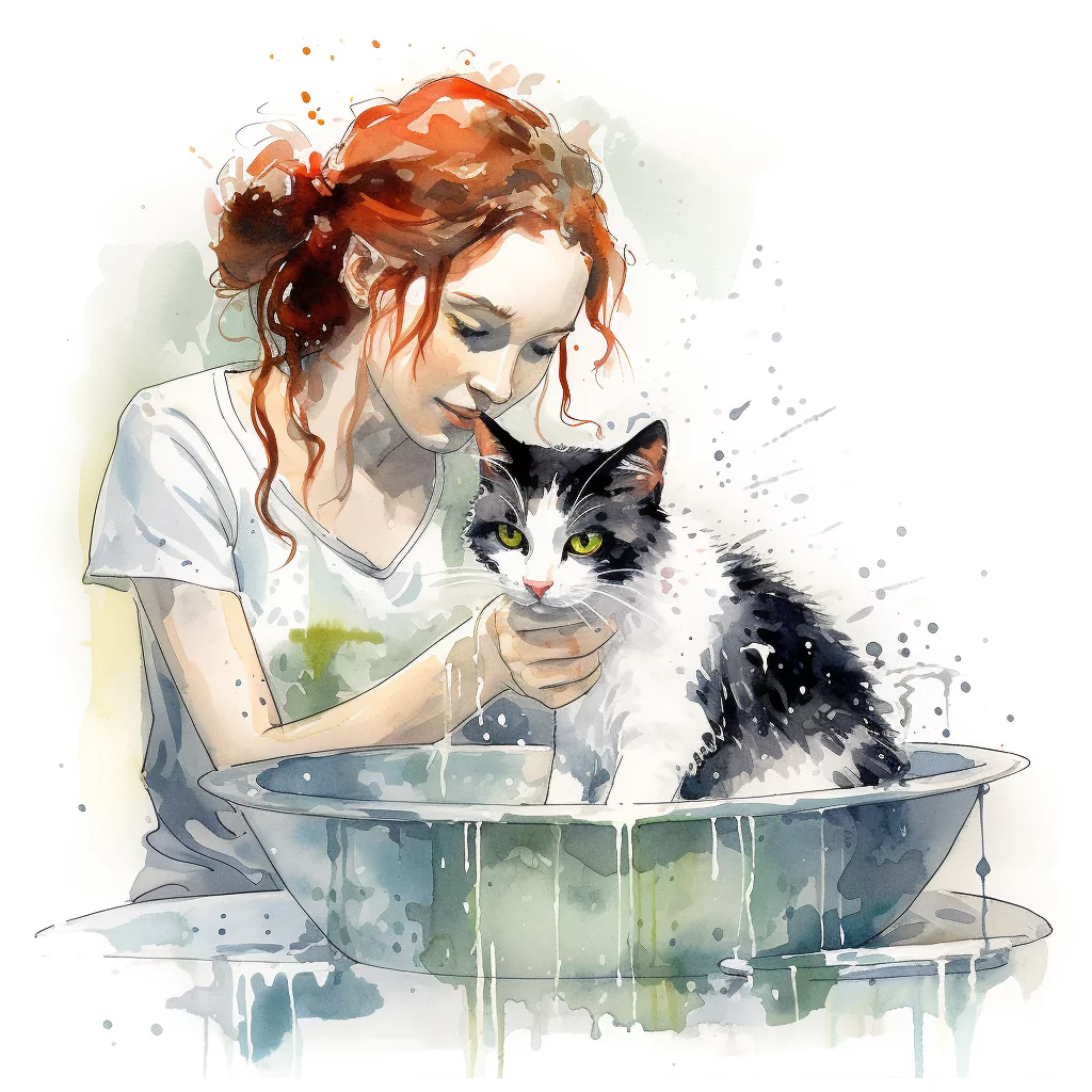 vadrgvet a woman giving her cat a bath loose watercolor sketch a4c0c153 fbbc 402b a59e e558867a85a2.png