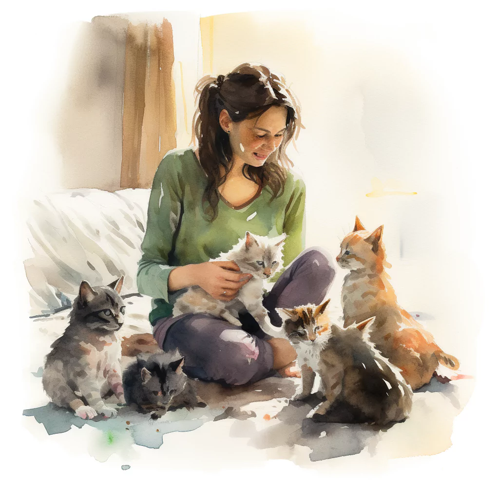 How To Care For A Healthy Kitten 3 vadrgvet a woman playing with five kittens in the living room l c7c19be7 fdcf 4ef0 8565 1074809b7b02.png