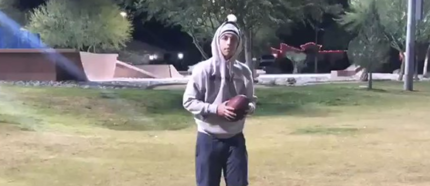 Izzy throws first football