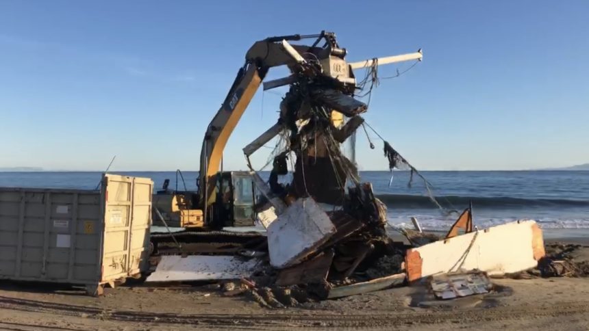 Beached boat cleanup
