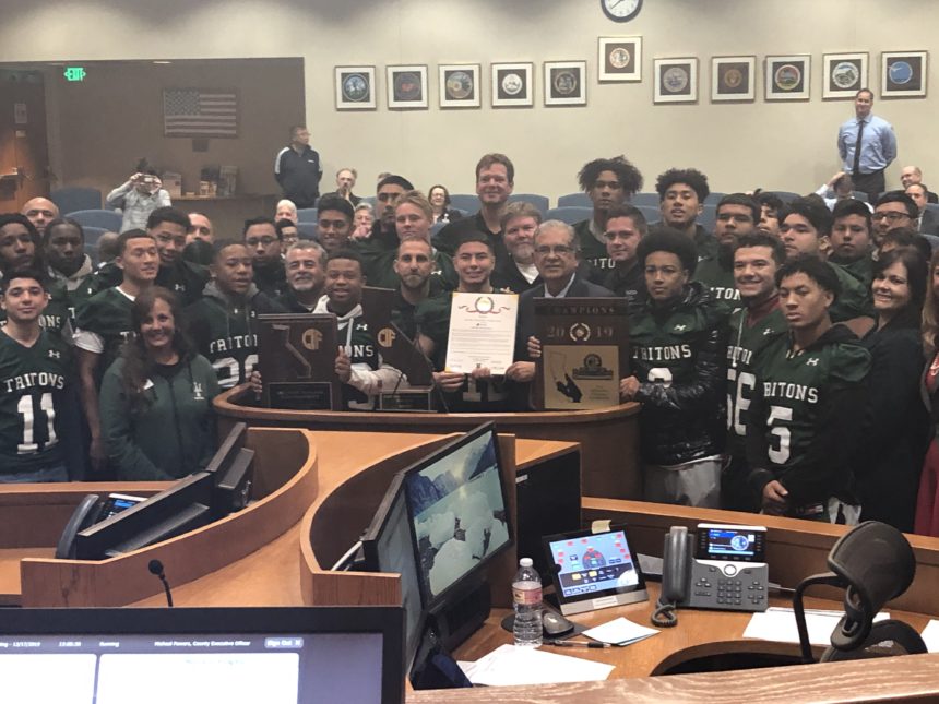 Pacifica high school football honored at Ventura County Board of Supervisors