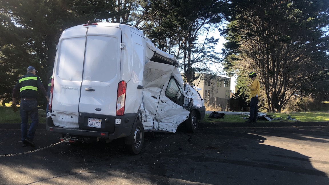 Two Injured After Delivery Truck Van Crash On Highway 1 In