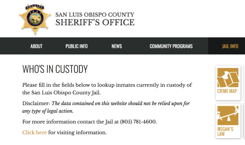 SLO Sheriff's Website