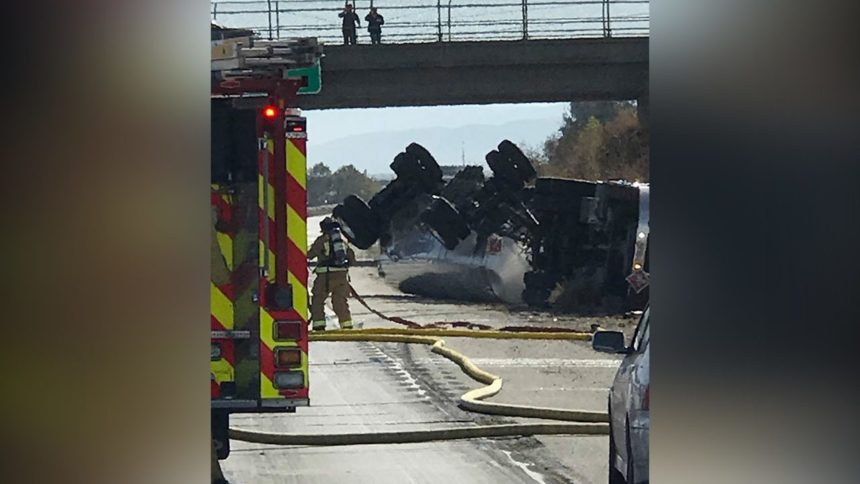 gilroy big rig overturned