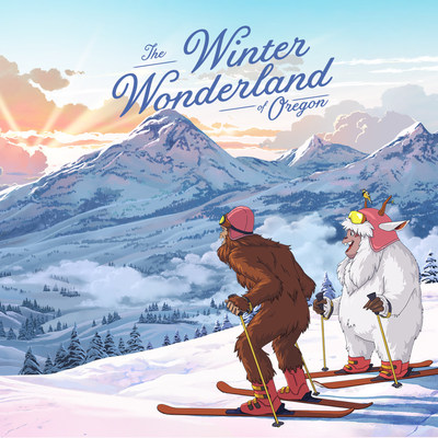 Yeti and Squatch in Oregon's winter wonderland