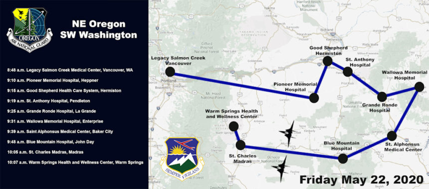 May 22 Oregon Air National Guard flyover map