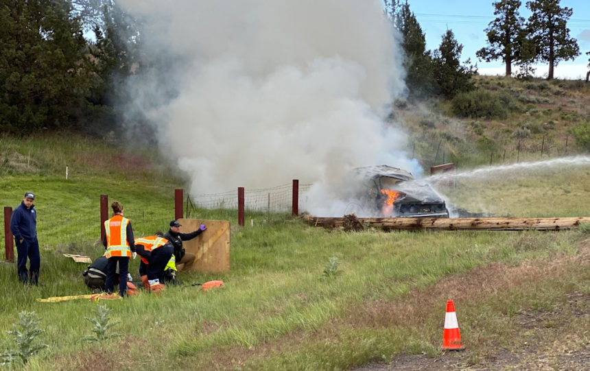Bend driver injured, cited in fiery Highway 97 DUII crash south of Redmond KTVZ