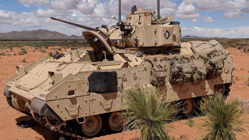 A Bradley Fighting Vehicle is one of the platforms used by the 2nd Armored Brigade Combat Team. Here, a Bradley participates in the battalion-level Strike Focus exercise in April. (Photo: David Burge/special for KVIA.com)