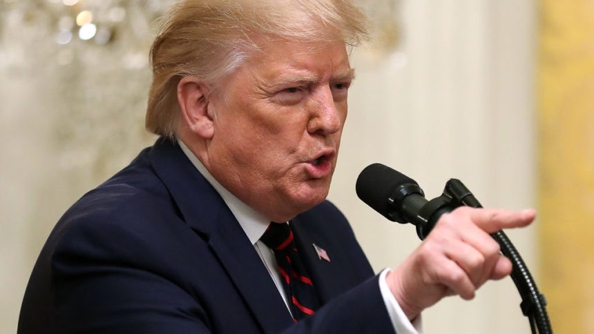 President Donald Trump pointing finger