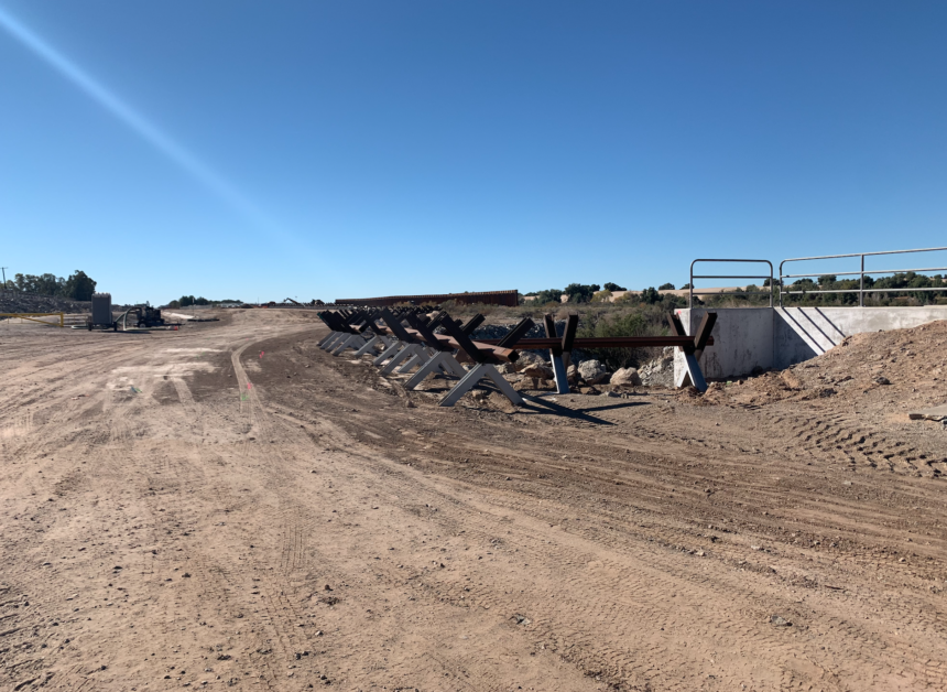 New border wall under construction near the Morelos Dam