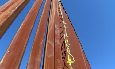 A Telemundo 3 crew ran into this rope ladder, removed from firefighters just minutes after we arrived. Rope ladders like this one have been used by human smugglers to get dozens of people across the new border wall.