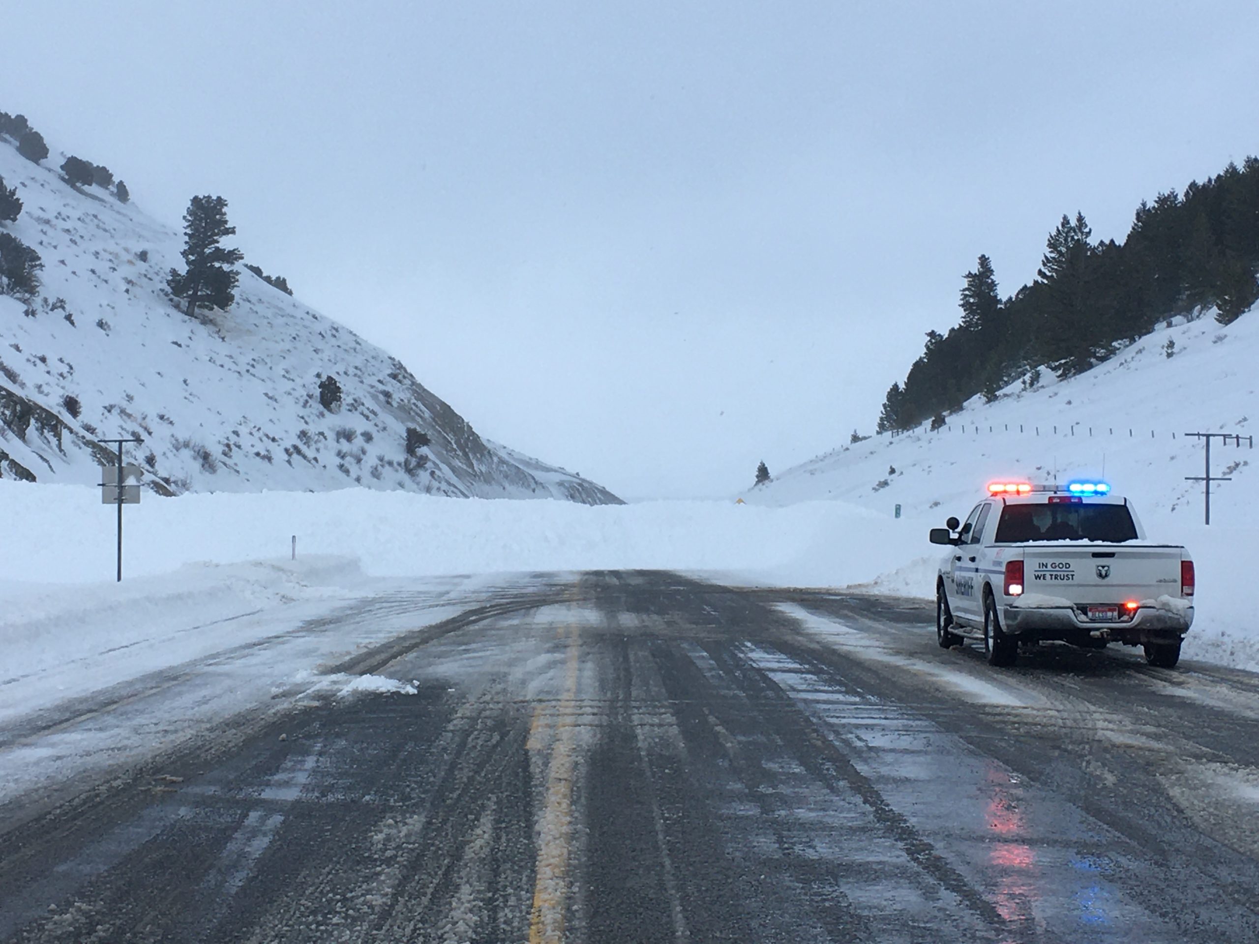 An avalanche crosses U.S. 89 at Geneva Summit between Montpelier and Geneva Friday, Feb. 7, 2020.