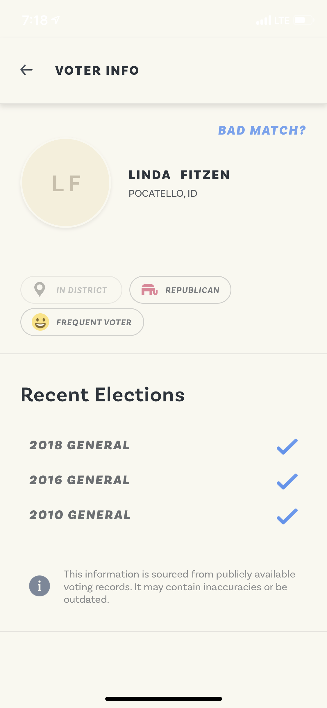 Outvote results