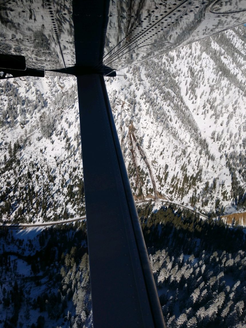 Highway 21 cleanup4_An aerial survey shortly after the March 31 earthquake showed where slides hit ID-21.