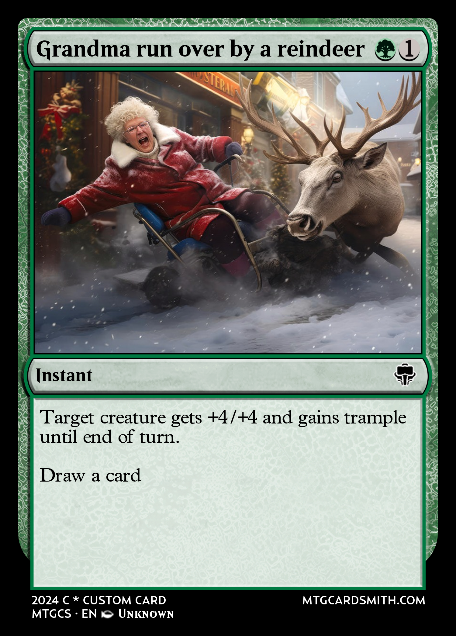 Grandma run over by a reindeer