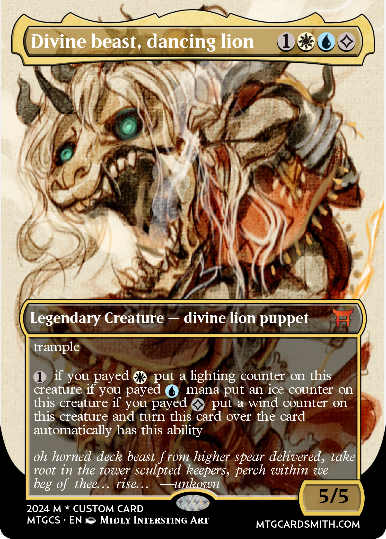 Divine beast, dancing lion by marcoloion | MTG Cardsmith