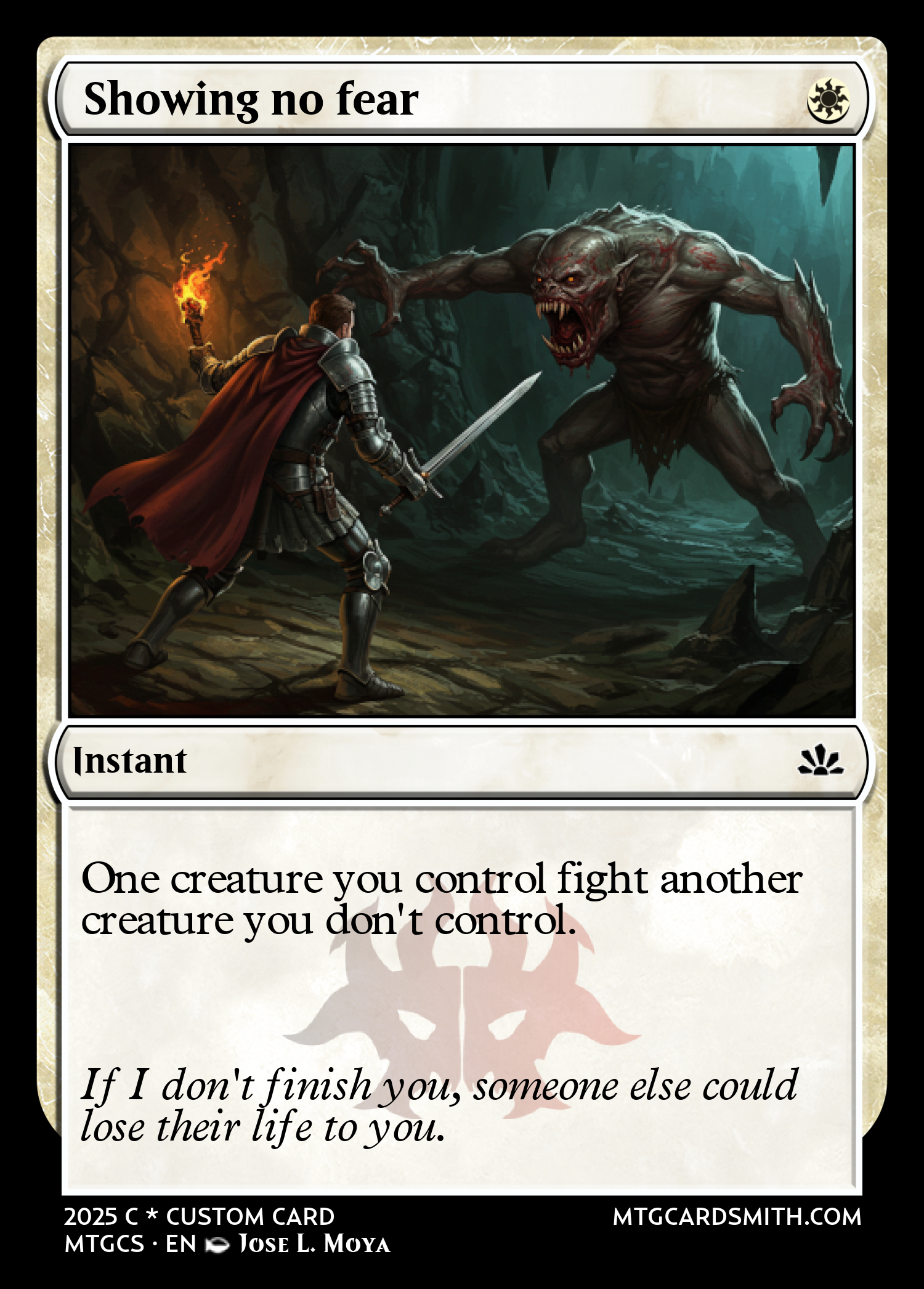  Showing no fear