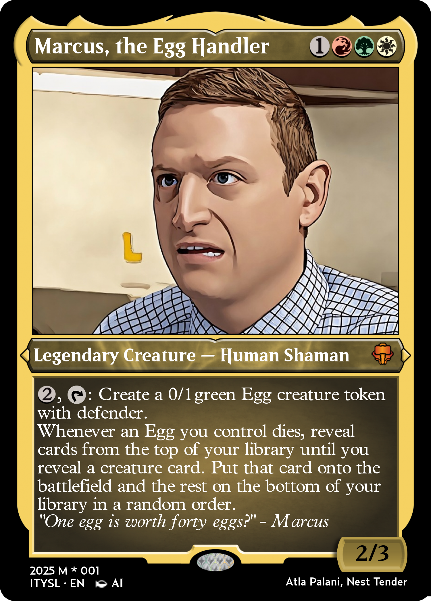 Marcus, the Egg Handler