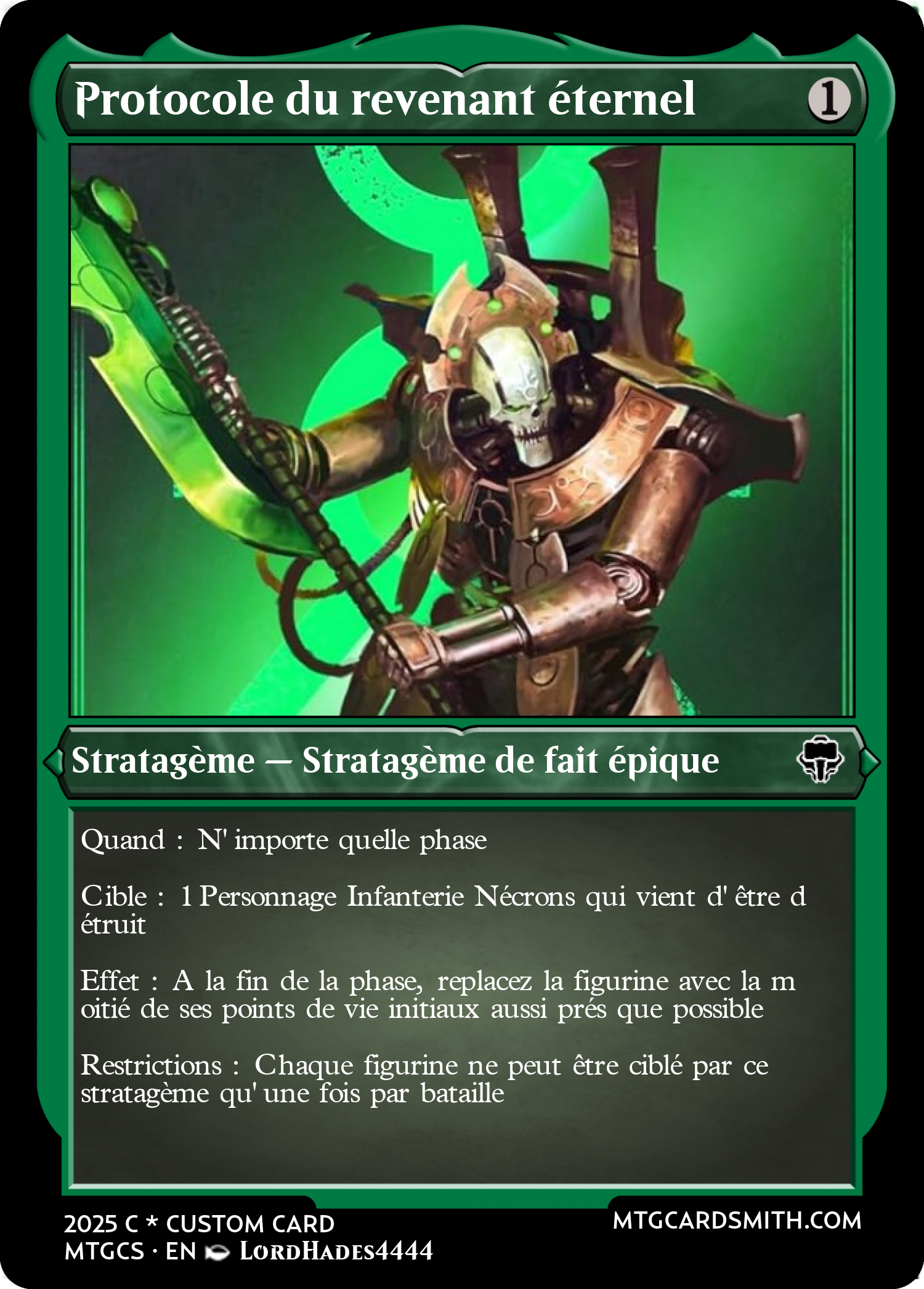 Protocole du revenant éternel