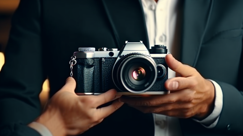 A person holding a smartphone and a camera side by side, comparing features.