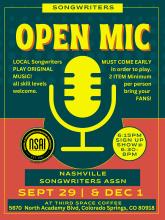 OPEN MIC AT THIRD SPACE SEPT AND DEC