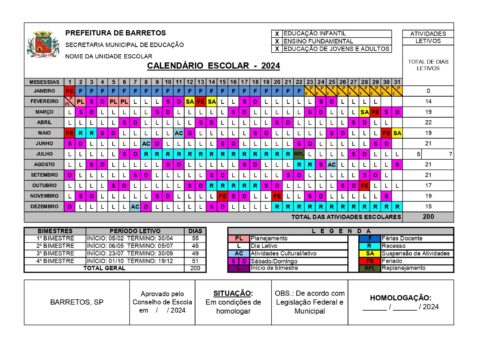 Educação divulga calendário escolar de 2024 com início de aulas em fevereiro Educação divulga calendário escolar de 2024 com início de aulas em fevereiro
