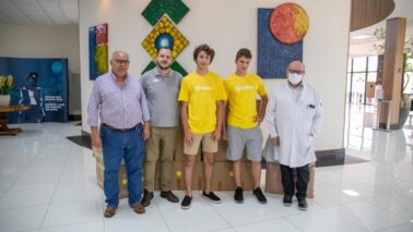 Bruno Giandrande e Henrique Hotz, da Yellow, com representantes das empresas apoiadoras, incluindo Wagner Augusto, da Minerva Foods
