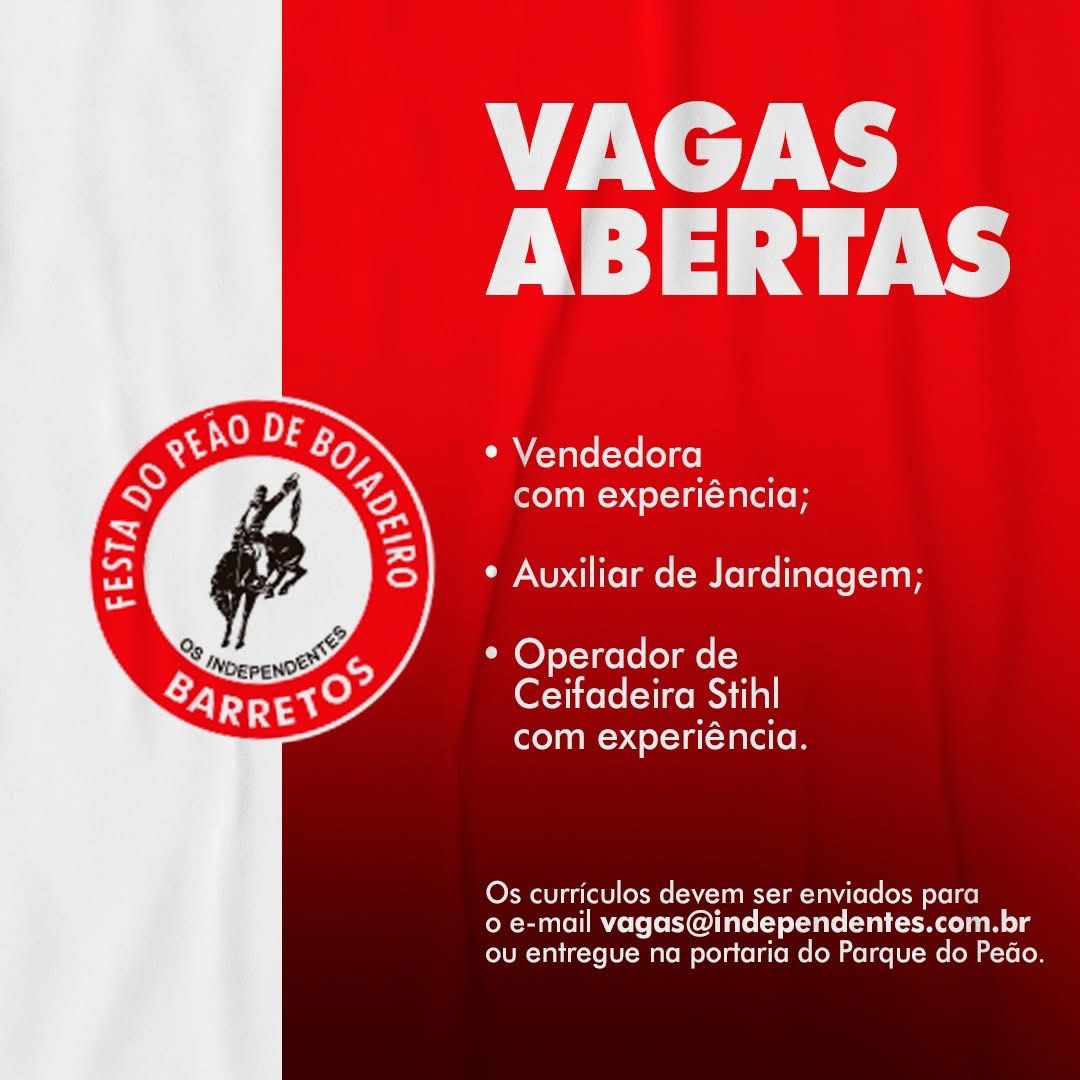 Oportunidades de trabalho no Parque do Peão