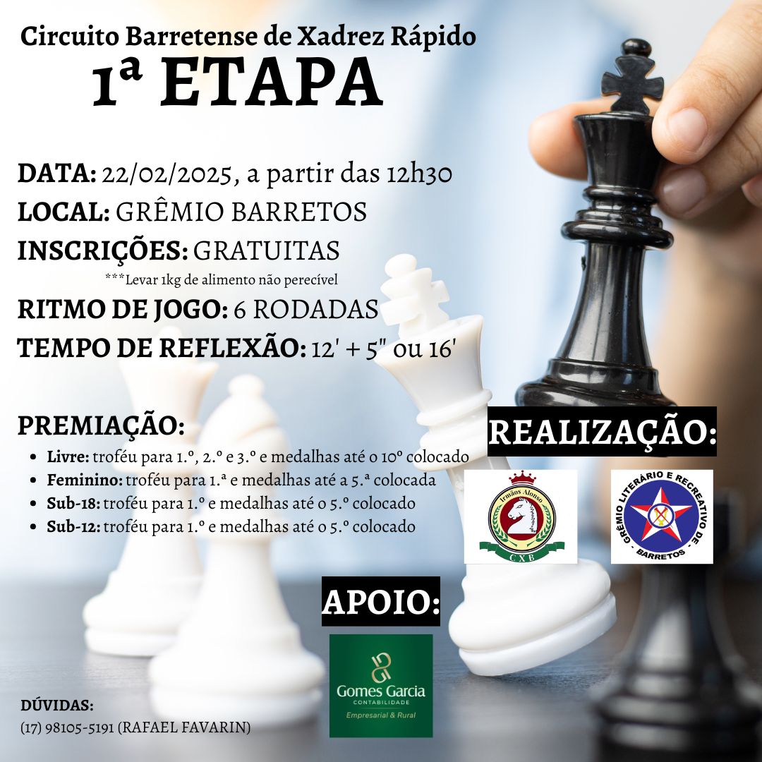 Circuito Barretense de Xadrez recebe inscrições