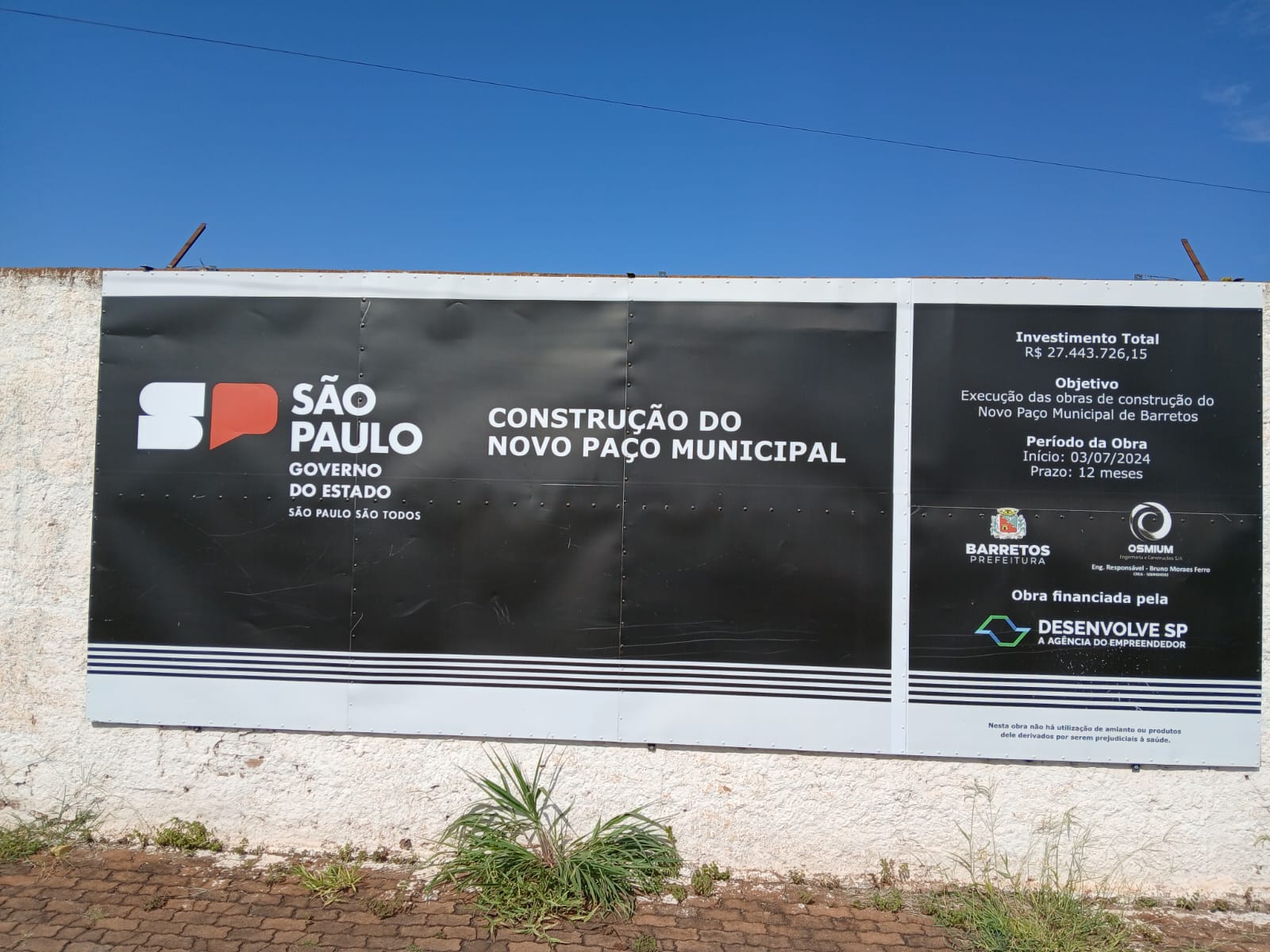 Obra da Prefeitura será concluída pela nova gestão municipal