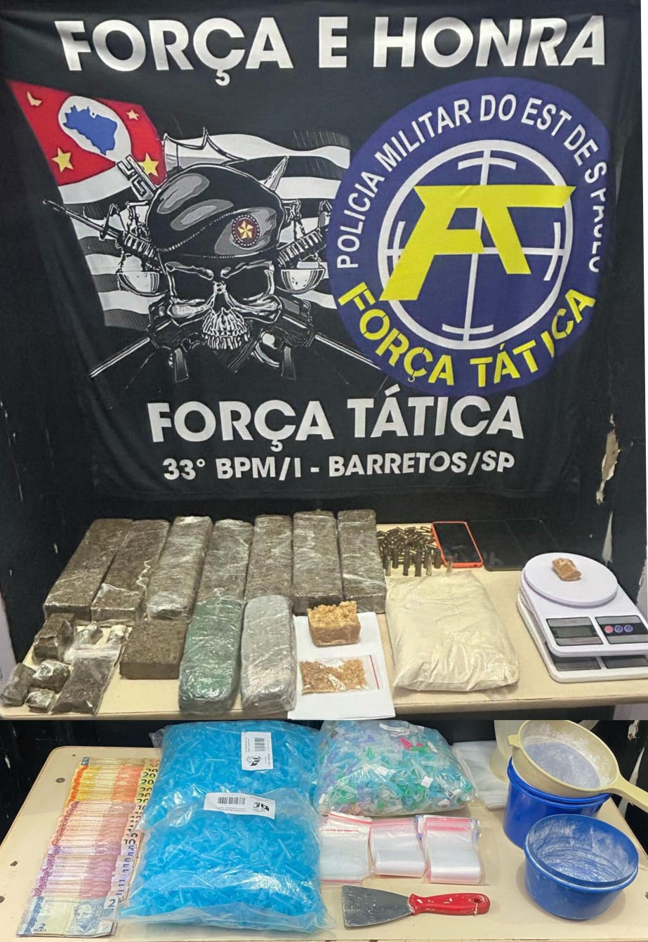 Polícia Militar detém três e apreende mais de 7 kg de drogas e munições