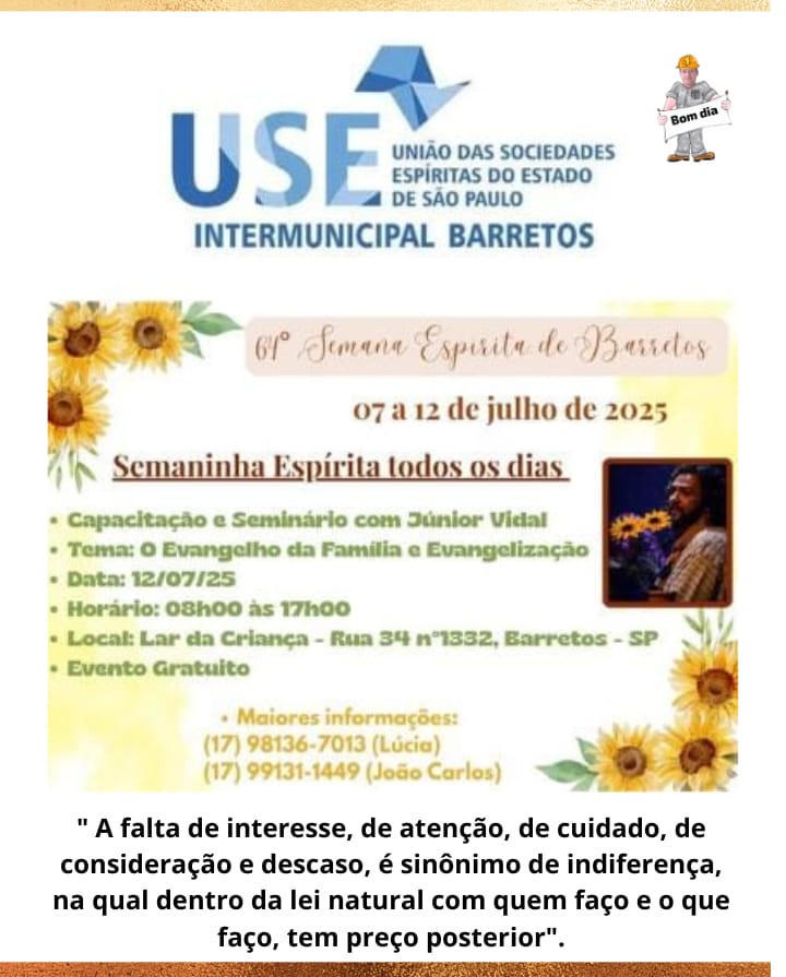USE agenda Semana Espírita para julho