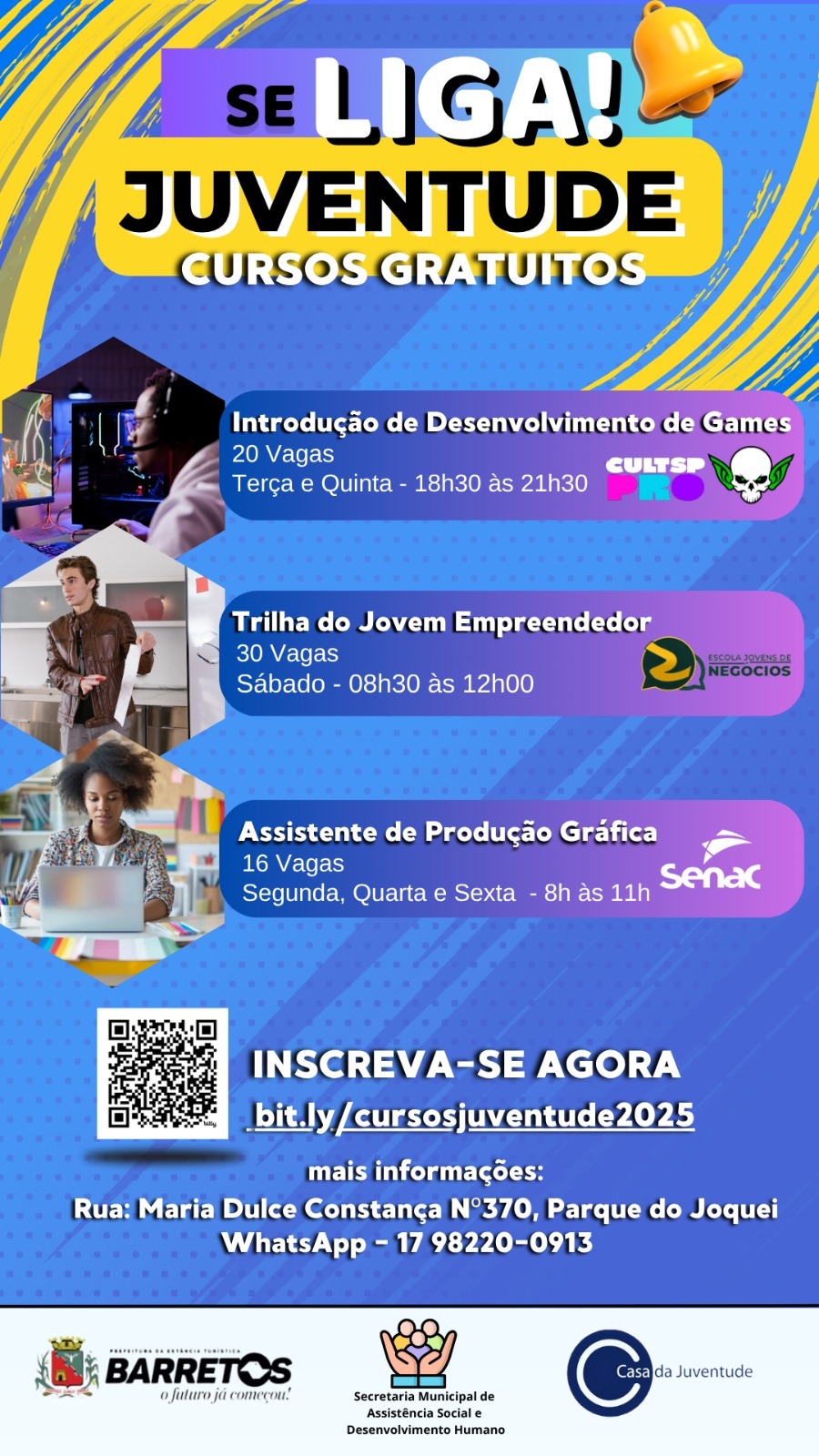 Casa da Juventude abre inscrições para cursos gratuitos