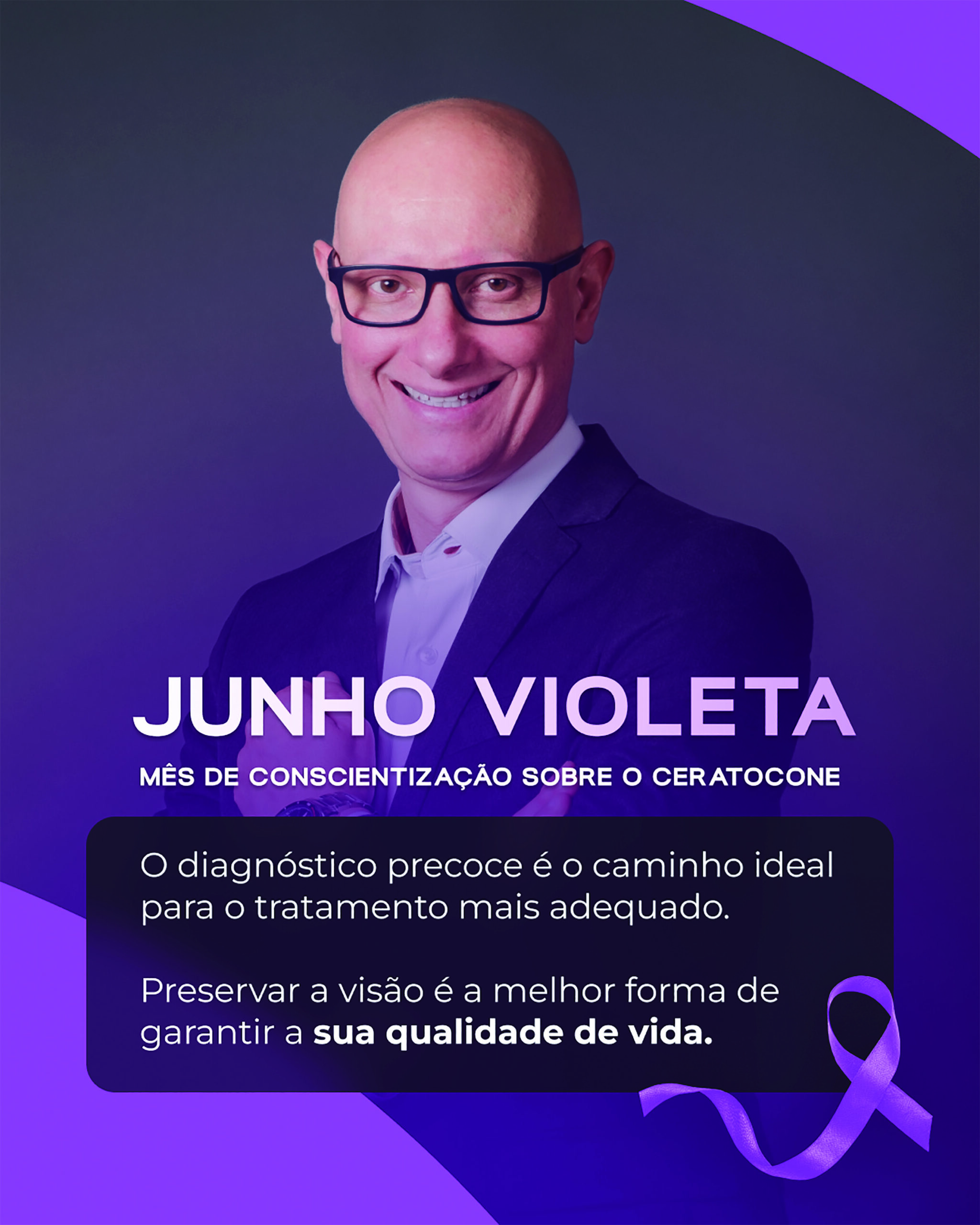 Campanha Junho Violeta alerta para conscientização e prevenção do ceratocone