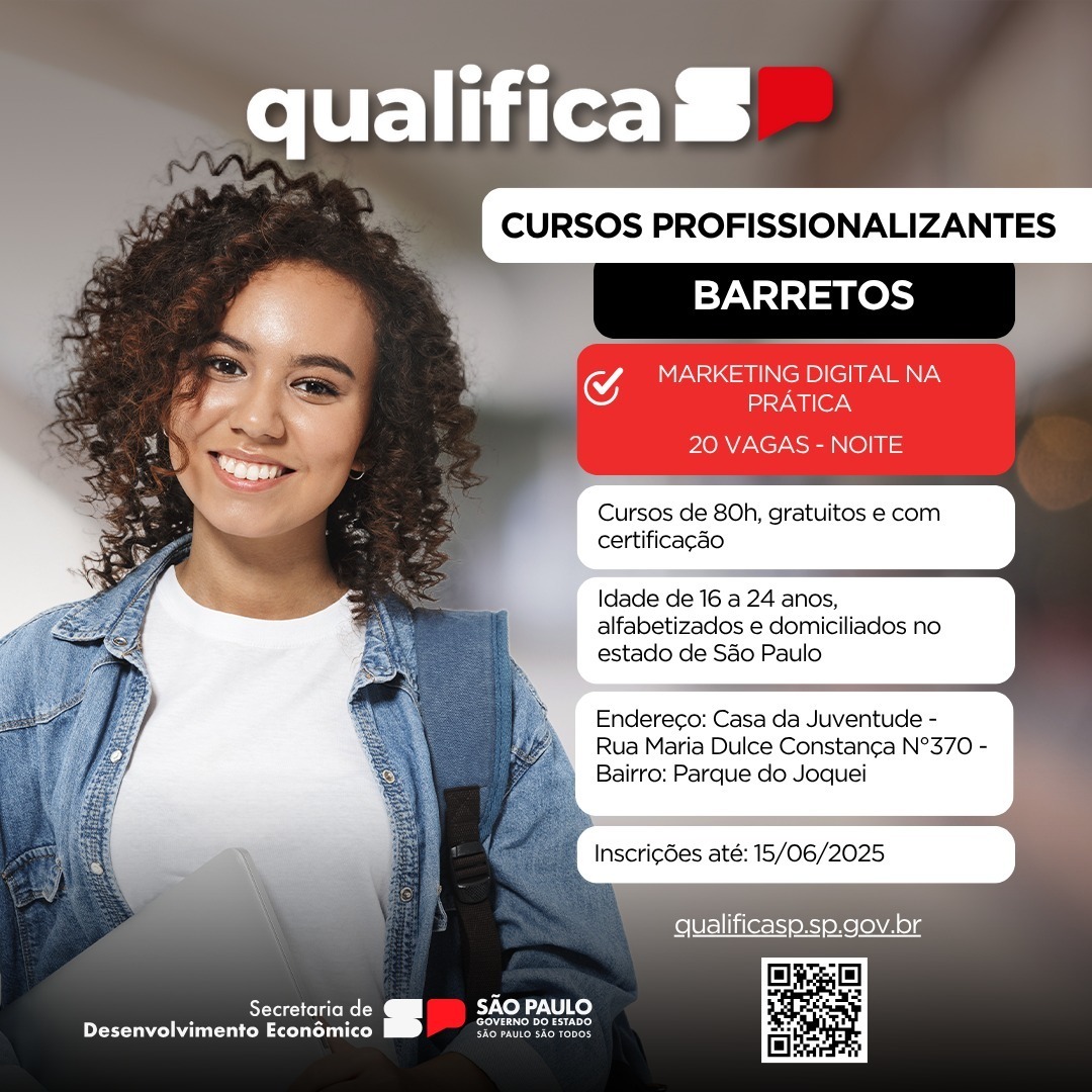 Programa Qualifica SP oferece vagas para cursos Marketing e Farmácia