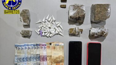 PM prende três e encontra drogas no bairro Dom Bosco (Foto: O Diário de Barretos)