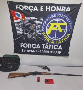 Jovem é detido em flagrante pela PM por posse irregular de arma (Foto: O Diário de Barretos) Jovem é detido em flagrante pela PM por posse irregular de arma (Foto: O Diário de Barretos)