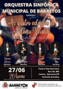 Apresentação está marcada para o dia 27, às 20 horas, no Teatro Cine Barretos Apresentação está marcada para o dia 27, às 20 horas, no Teatro Cine Barretos