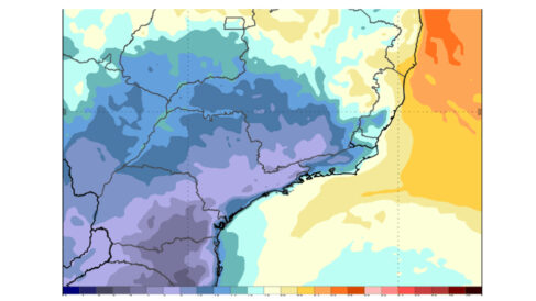 Mapa divulgado pela Defesa Civil mostra previsão de frente fria no estado de SP Mapa divulgado pela Defesa Civil mostra previsão de frente fria no estado de SP