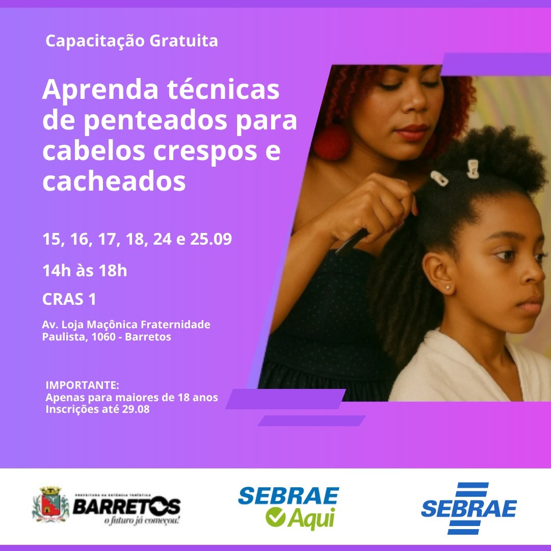Curso ensina técnicas de penteados para cabelos crespos e cacheados em Barretos.