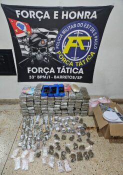 Polícia Militar detém suspeito e apreende mais de 63kg de drogas em Barretos (Foto: O Diário de Barretos) Polícia Militar detém suspeito e apreende mais de 63kg de drogas em Barretos (Foto: O Diário de Barretos)