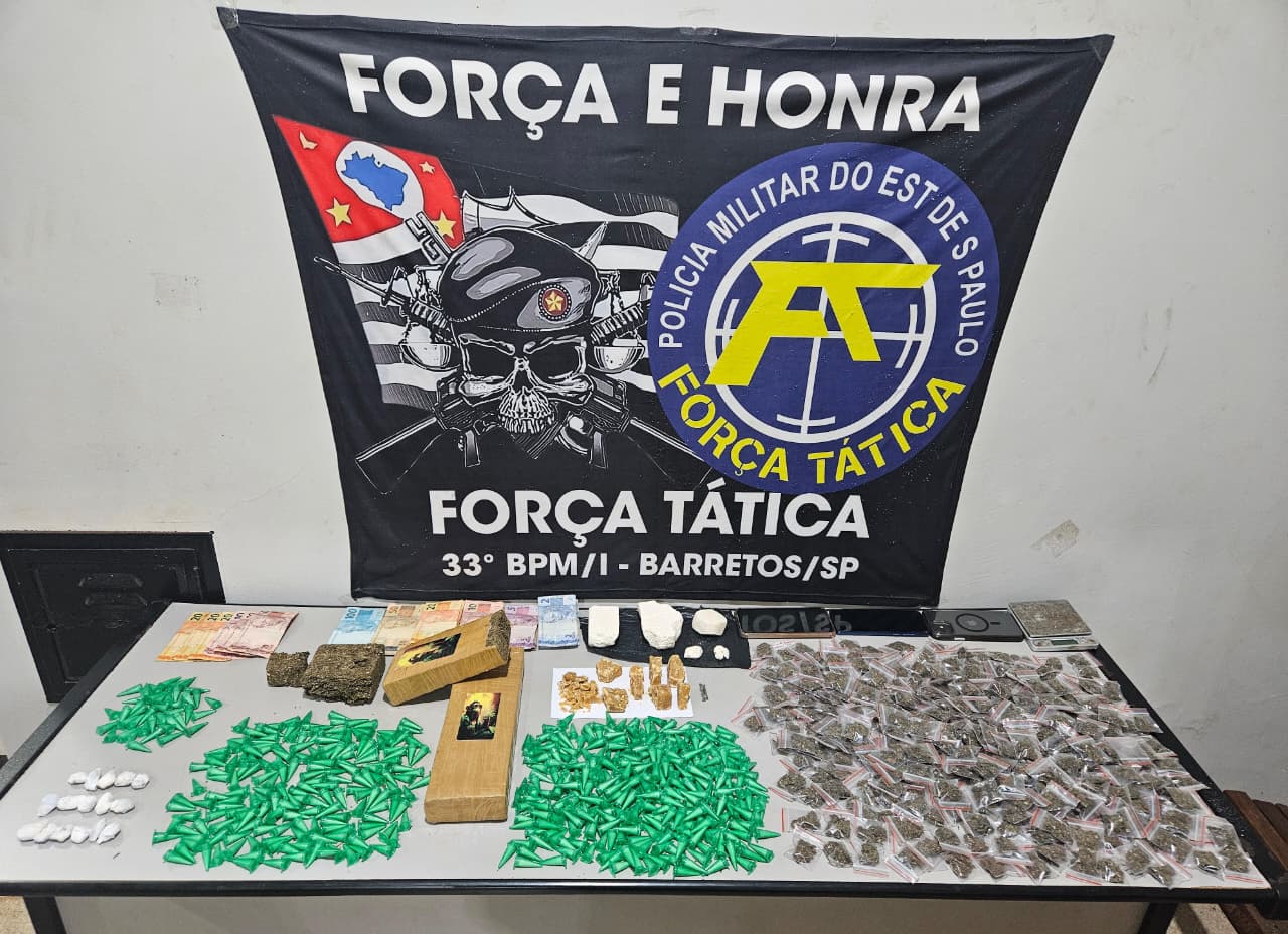 Polícia Militar detém suspeitos e apreende 3,4kg de drogas em Barretos