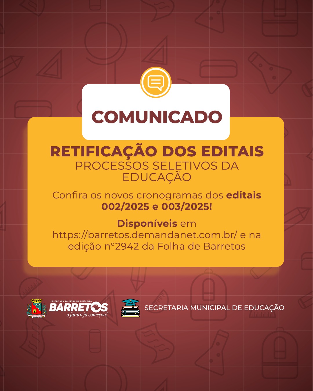 Educação divulga novo cronograma de processos seletivos
