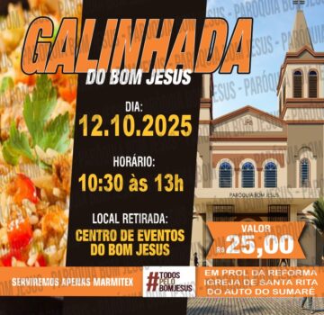 A comunidade católica do Bom Jesus divulgou que está agendado para o dia 12 de outubro, Dia de Nossa Aparecida, a tradicional promoção da galinhada da Paróquia do Bom Jesus.