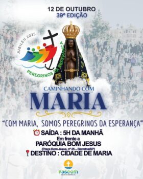 O coordenador Diocesano de Pastoral, padre Thiago Reis confirmou que a 39ª do Caminhando Com Maria de 2025, agendado para o dia 12 de outubro