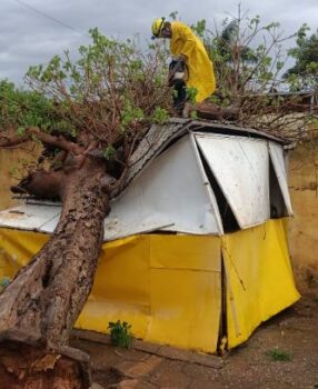 O fim do inverno e o início da primavera às 15h19 da tarde desta segunda-feira (22), foi marcado por chuvas, fortes ventos e queda de árvore na cidade de Barretos.