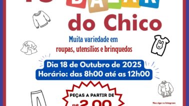 A Associação Espírita Francisco Candido Xavier agendou para este sábado (18), a realização da 15ª edição do Bazar do Chico
