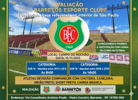A equipe do Barretos Esporte Clube, em parceria com a Prefeitura da Estância Turística de Barretos e a Secretaria de Esportes e Lazer, agendaram para o dia 15 de novembro